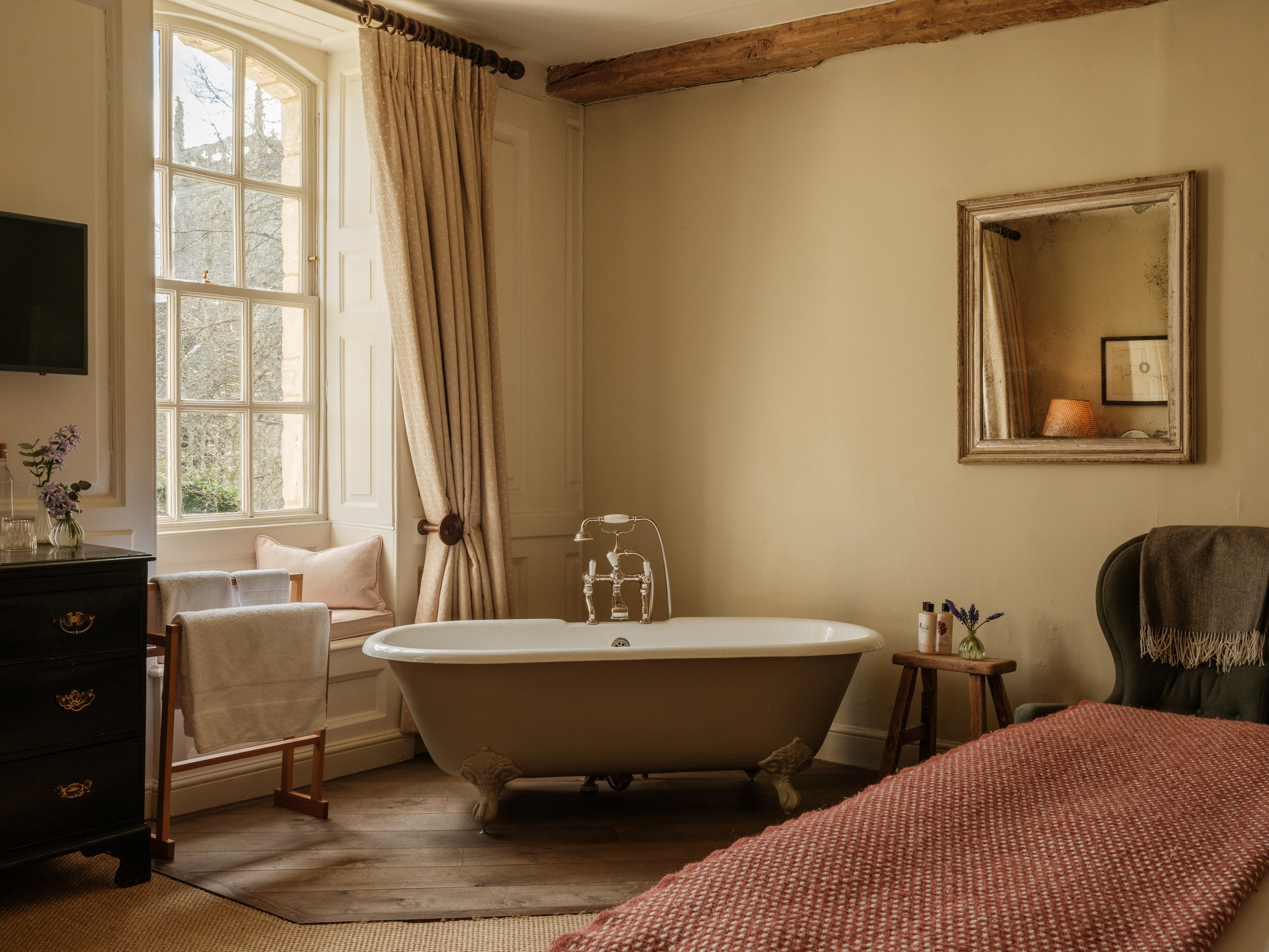 Bedroom in the rectory hotel, the cotswolds.